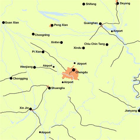 Chengdu Map City of China | Map of China City Physical Province Regional