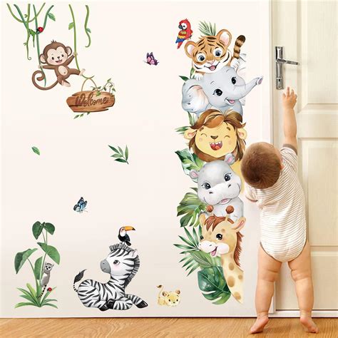 Runtoo Stickers Muraux Animaux De La Jungle Autocollant Mural For T