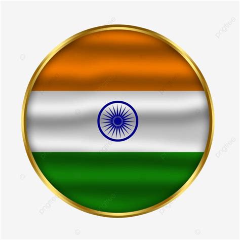 The Flag Of India In A Golden Circle With White And Green Stripes On A