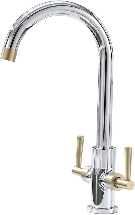 Bokaiya Kitchen Taps Mixer Monobloc Dual Lever Chrome Brass Kitchen