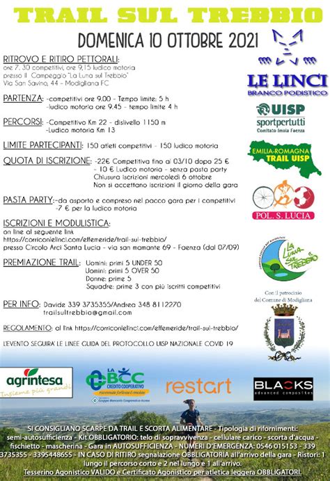 Locandine Titolo Trail Sul Trebbio Modigliana FC Domenica 10