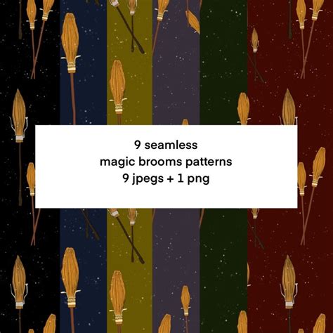 Seamless Magic Brooms Patterns Masterbundles