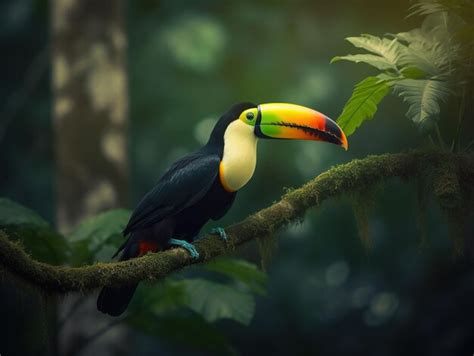 Premium Photo Ai Generated Illustration Of A Colorful Toucan Perched