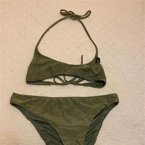 Sparkly Olive Green Bikini Set From Etam Tried On Depop