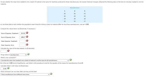 Solved To Test Whether The Mean Time Needed To Mix A Batch Chegg