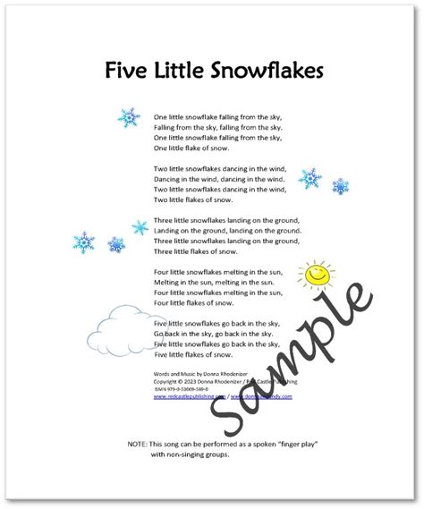 Five Little Snowflakes - Song for Young Singers - by Donna Rhodenizer