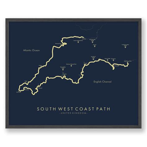 South West Coast Path Map South West Coast Path National Trail Poster ...