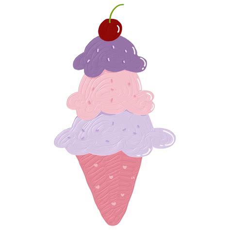 Oil Painting Ice Cream Cone With Cherry Cartoon Png 35208966 Png