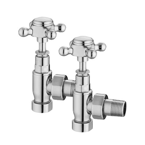 Traditional Chrome Angled Cross Head Radiator Valve Pack