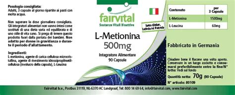 L Methionin Mg Vegan Fairvital Shop