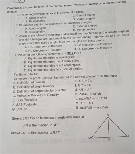 Solved Directions Choose The Letter Of The Correct Answer Write Your