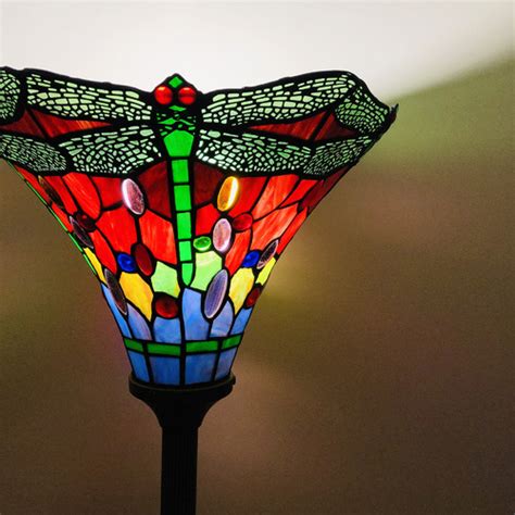 Forest Tiffany Dragonfly Torchiere Tiffany Stained Glass Floor Lamp Temple And Webster