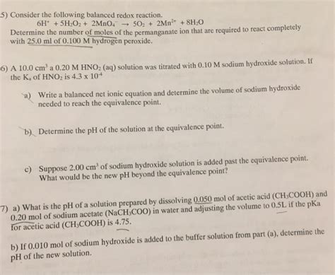 Solved 5) Consider the following balanced redox reaction. | Chegg.com 