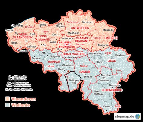 StepMap belgien Landkarte für Deutschland