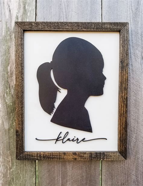 Custom child silhouette portrait framed child wood | Etsy