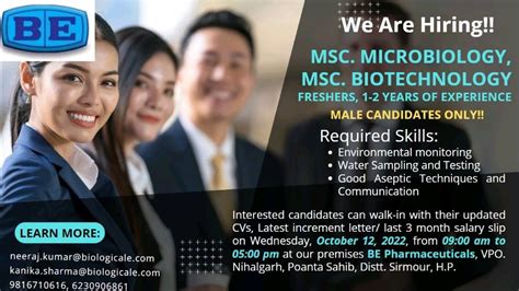 Be Pharmaceuticals Walk In Interview For Freshers Experienced In Msc