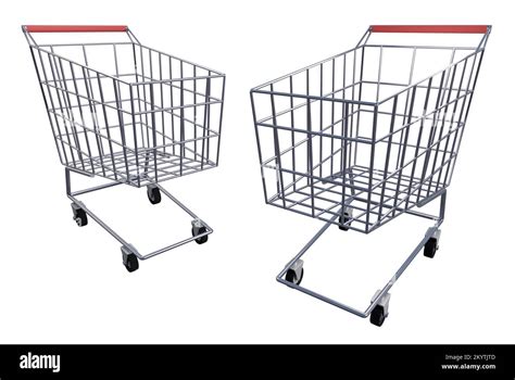 Empty Shopping Carts In Isolated Background 3d Rendering Mockup