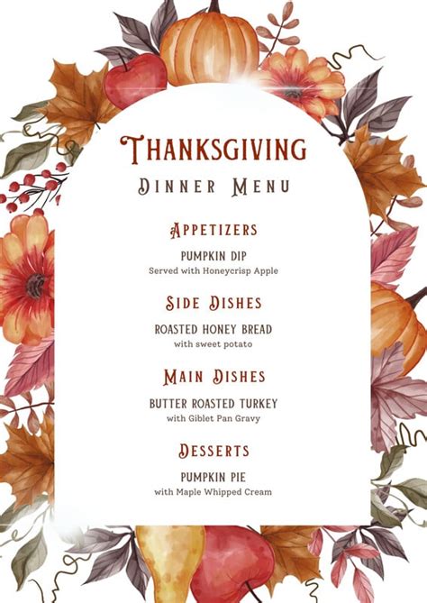 Page 3 Free Printable Customizable Thanksgiving Menu Templates Canva