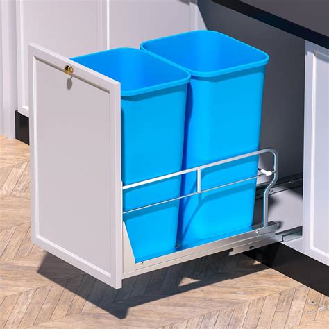 Insputer Dual Pull Out Trash Can Under Cabinet With Soft Close Slides