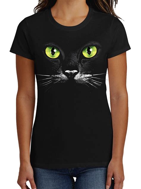 Womens Black Cat Eyes Short Sleeve T Shirt Ebay