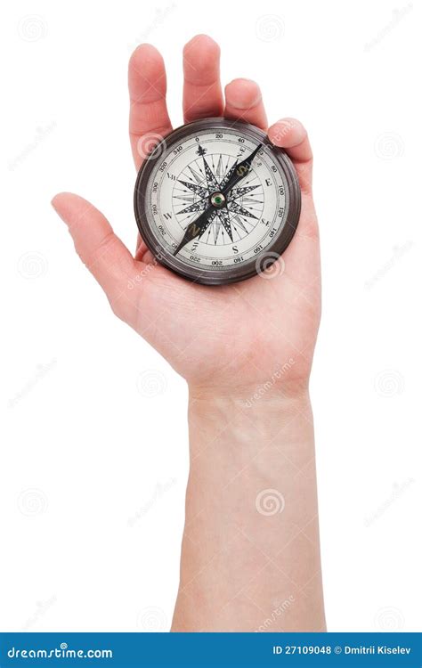 Vintage Compass In Hand Stock Photo Image Of Isolated 27109048