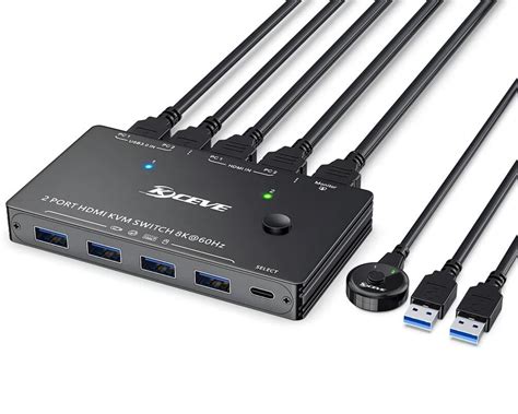 Kceve Usb Kvm Switch Hdmi Ports K Hz Hdmi Kvm Switch For