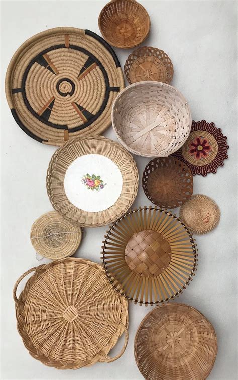 Basket Set 12 Boho Wall Art Woven Wall Basket Round Rattan Etsy