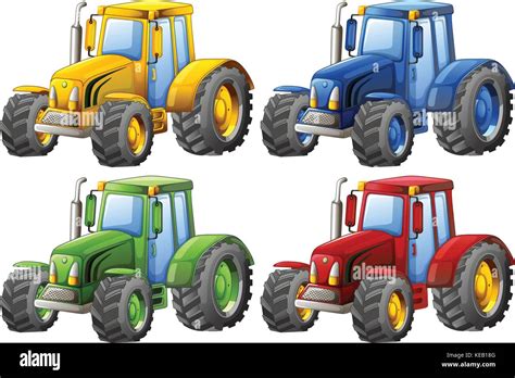 Tracteur Bleu Avec Roues Jaunes Banque D Images Vectorielles Alamy