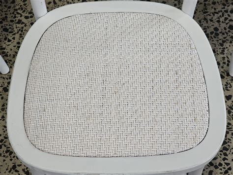 Lot Set Of Six White Parisian Rattan Back Dining Chairs 87 X 44 X 45cm