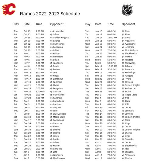 Calgary Flames 2022 23 Season Schedule In 2022 Calgary Flames Flames