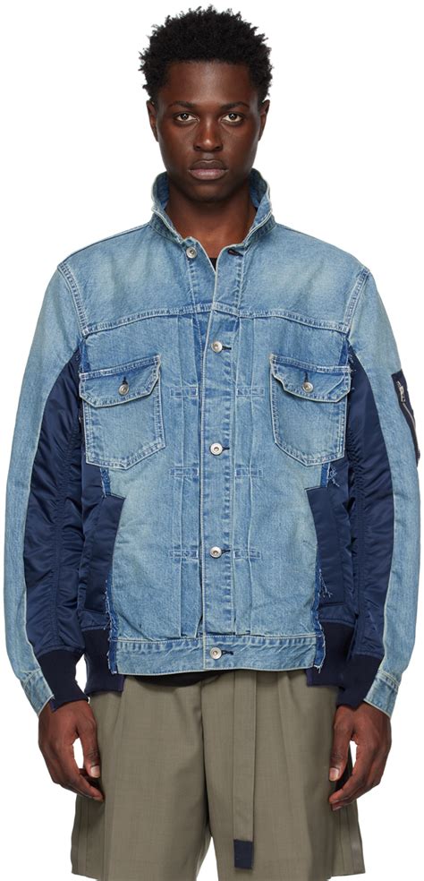 Sacai Blue Paneled Denim Jacket Ssense Canada