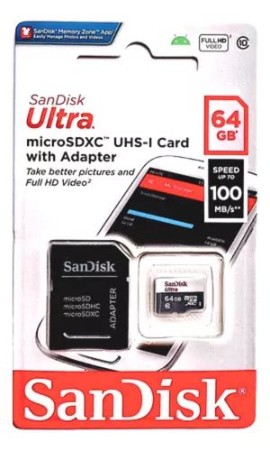 Cartão De Memória Sandisk Sdsquar 064g Gn6mn Ultra Com Adaptador Sd 64gb Mercadolivre