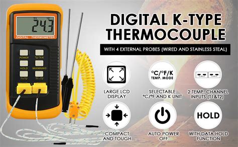 Danoplus High Accuracy Digital K Type Thermocouple Thermometer