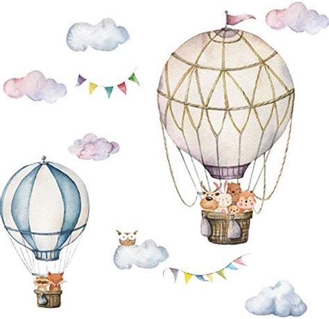 Amazon Dvegort Hot Air Balloon Wall Stickers Peel And Stick Wall Decor Removable Wall