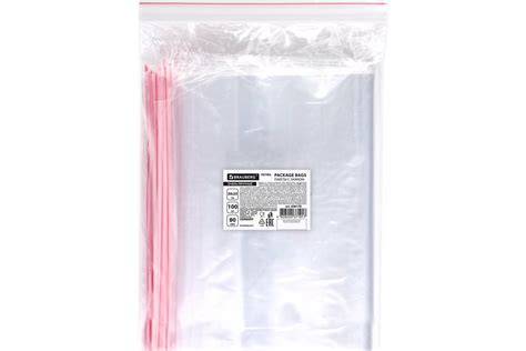 Прочные пакеты BRAUBERG EXTRA ZIP LOCK зиплок, комплект 100 шт, 20x25 ...