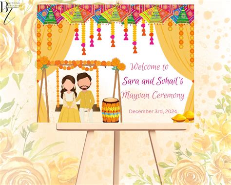 Editable Welcome Sign For Mayoun Haldi Mehndi Dholki Desi Etsy