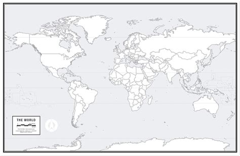 Large Blank World Outline Map Poster Laminated 36 X 24 Great