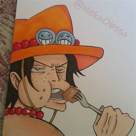 Ace De One Piece Ilustración Tradicional Formato A 5 40 Me Gusta 3