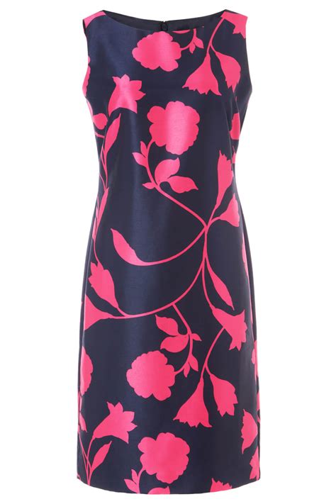 Floral Print Sleeveless Shift Dress In Navy Roman Originals Uk