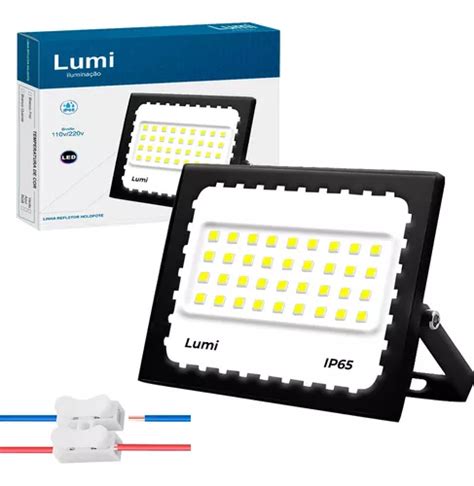 Kit 6 Refletor Super Led 100w Luminario Holofote Mini Bivolt Prova D