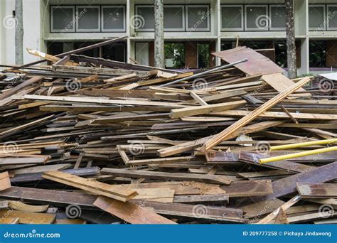 Pile of Waste Wood from the Demolition Construction Sites Stock Photo ...