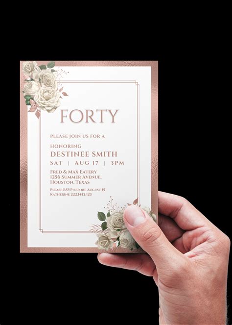 Editable Rose Gold Floral Invitation Rose Gold and Cream - Etsy