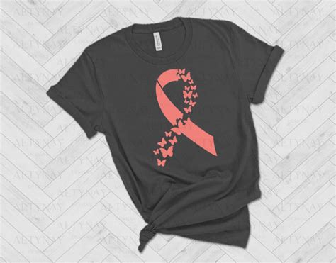 Endometrial Cancer Butterfly Ribbon Svg Endometrial Cancer Etsy