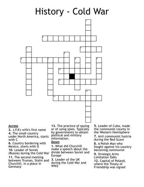 The Cold War Crossword Wordmint