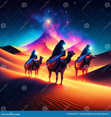 Three Wise Men On Camels In The Desert Vector Illustration Stock Illustration Illustration Of