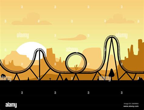 Vector roller coaster ride silhouette park. Rollercoaster icon illustration skyline concept ...