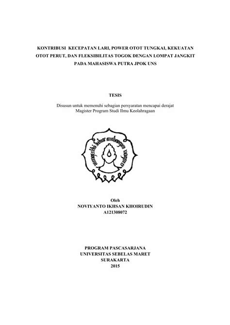 Pdf Kontribusi Kecepatan Lari Power Otot Tungkai Kekuatan