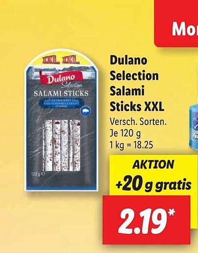 Dulano Selection Salami Sticks XXL Angebot Bei Lidl 1Prospekte De