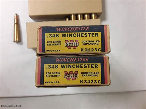 WINCHESTER .348 WINCHESTER SUPER SPEED SILVERTIP AMMO 250GR. GRIZZLY BOX