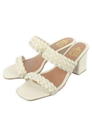 Tamanco Feminino Tiras Tran Ado Salto Grosso Bloco Off White Compre